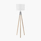 Vali Silver Metal and Grey Wood Grain Tripod Floor Lamp