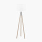 Vali Silver Metal and Grey Wood Grain Tripod Floor Lamp