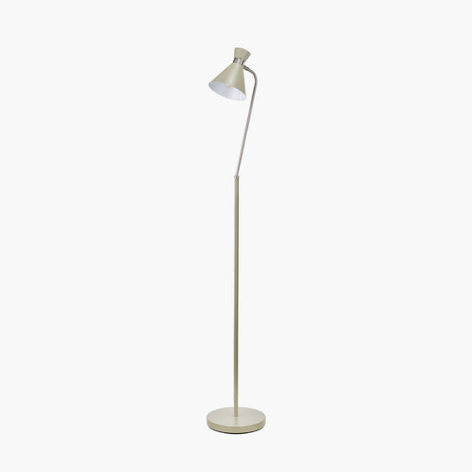 Benedict Sage and Brushed Silver Metal Floor Lamp