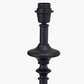 Emilio Matt Black Candlestick Floor Lamp Base with Izara 45cm Ocean Blue Ikat Patterned Mushroom Pleat Tapered Lampshade