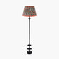 Emilio Matt Black Candlestick Floor Lamp Base with Floressa 45cm Red Floral Patterned Mushroom Pleat Tapered Lamp Shade