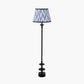 Emilio Matt Black Candlestick Floor Lamp Base with Kamilah 45cm Blue Chevron Patterned Mushroom Pleat Tapered Lamp Shade