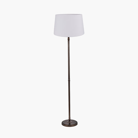 Piero Antique Bronze Metal Candlestick Floor Lamp Base with Winston 45cm White Handloom Tapered Lampshade
