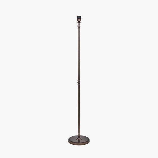 Piero Antique Bronze Metal Candlestick Floor Lamp Base with Vienna 45cm Red Chevron Mushroom Pleat Lampshade