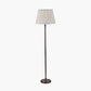 Piero Antique Bronze Metal Candlestick Floor Lamp Base with Thiago 45cm Natural Stripe Mushroom Pleat Tapered Lampshade