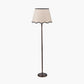Piero Antique Bronze Metal Candlestick Floor Lamp Base with Tabitha 45cm Cream Jute Scalloped Edge Tapered Lamp Shade with Contrast Binding