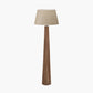 Esha Natural Conical Wood Floor Lamp Base with Milos 50cm Natural Linen Tapered Lampshade