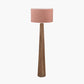 Esha Natural Conical Wood Floor Lamp Base with Edward 50cm Apricot Linen Cylinder Lampshade