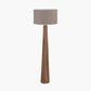 Esha Natural Conical Wood Floor Lamp Base with Edward 50cm Natural Linen Cylinder Lampshade
