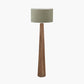 Esha Natural Conical Wood Floor Lamp Base with Edward 50cm Pistachio Green Linen Cylinder Lampshade