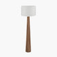 Esha Natural Conical Wood Floor Lamp Base with Lino 50cm White Self Lined Linen Cylinder Lampshade