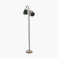 Juna Black Metal and Natural Wood Two Head Floor Lamp