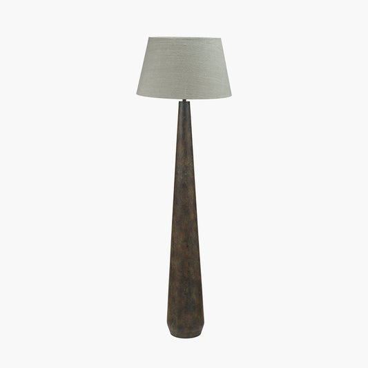 Arbor Verdi Gris Metal Conical Floor Lamp Base with Milos 50cm Pistachio Green Linen Tapered Lampshade