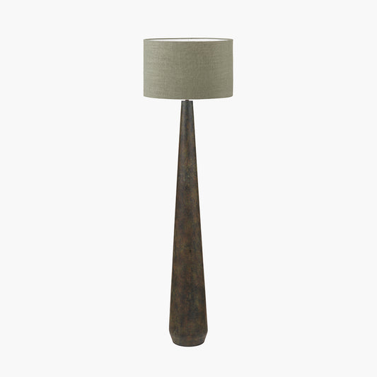 Arbor Verdi Gris Metal Conical Floor Lamp Base with Edward 45cm Pistachio Green Linen Cylinder Lampshade