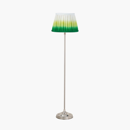 Auden Silver Metal Stick Floor Lamp Base with Savoie 14 Pleated Shade Emerald