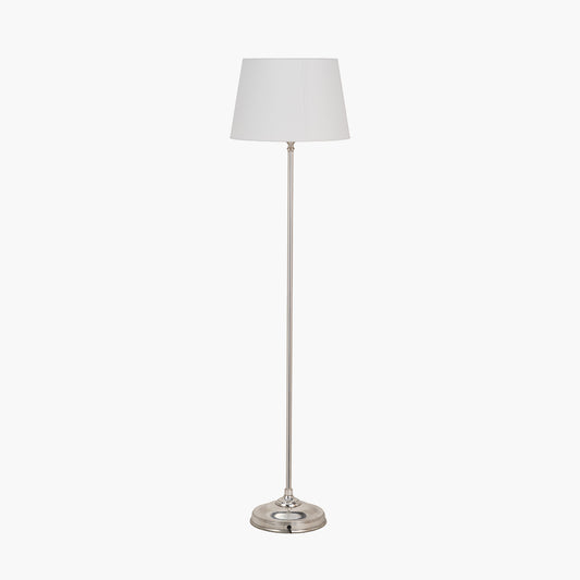 Auden Silver Metal Stick Floor Lamp Base with Adelaide 35cm Ivory Tapered Cotton Mix Lampshade