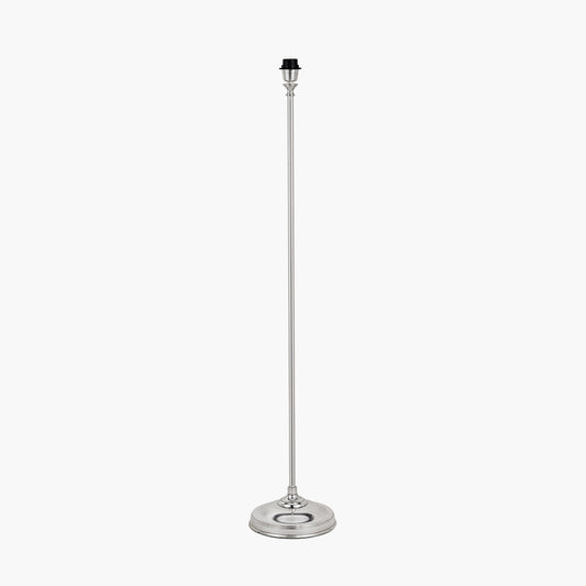 Auden Silver Metal Stick Floor Lamp Base with Adelaide 35cm Ivory Tapered Cotton Mix Lampshade