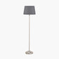 Auden Silver Metal Stick Floor Lamp Base with Adelaide 35cm Steel Grey Tapered Cotton Mix Lampshade