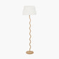 Palau Rattan Wave Floor Lamp Base with Winston 45cm White Handloom Tapered Lampshade