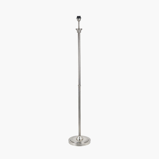 Salvatore Antique Silver Metal Floor Lamp Base with Winston 45cm White Handloom Tapered Lampshade