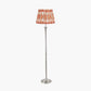 Salvatore Antique Silver Metal Floor Lamp Base with Izara 45cm Cinnamon Ikat Patterned Mushroom Pleat Tapered Lampshade