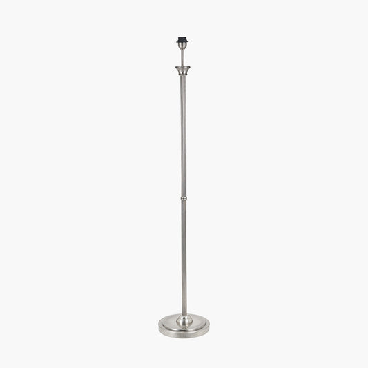 Salvatore Antique Silver Metal Floor Lamp Base with Izara 45cm Racing Green Ikat Patterned Mushroom Pleat Tapered Lampshade