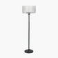 Clara Ribbed Glass Black Metal Round Floor Lamp