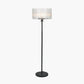 Clara Ribbed Glass Black Metal Round Floor Lamp