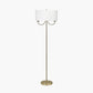 Seraphine Matt Antique Brass Metal and White Cotton Mix Scallop Shaded Floor Lamp