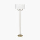 Seraphine Matt Antique Brass Metal and White Cotton Mix Scallop Shaded Floor Lamp