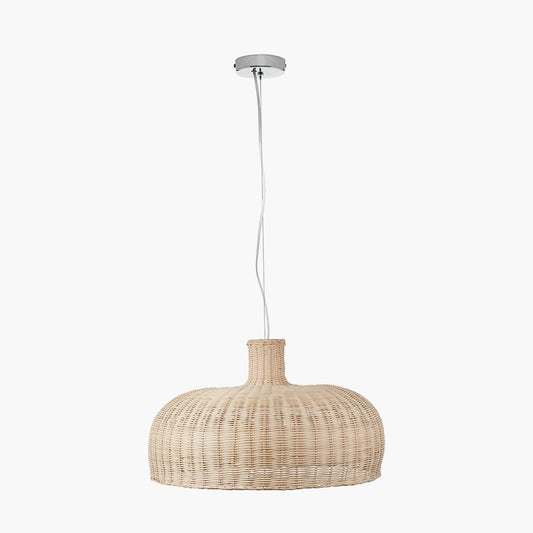 Caswell Natural Rattan Dome Non Elec Pendant with Brushed Chrome Ceiling Fitting E27