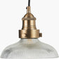 Bowery Ribbed Glass with Antique Brass Fitting Elec Pendant