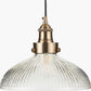 Bowery Large Ribbed Glass with Antique Brass Fitting Elec Pendant