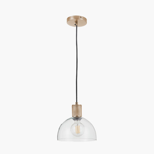 Kingston Clear Glass with Antique Brass Fitting Elec Pendant