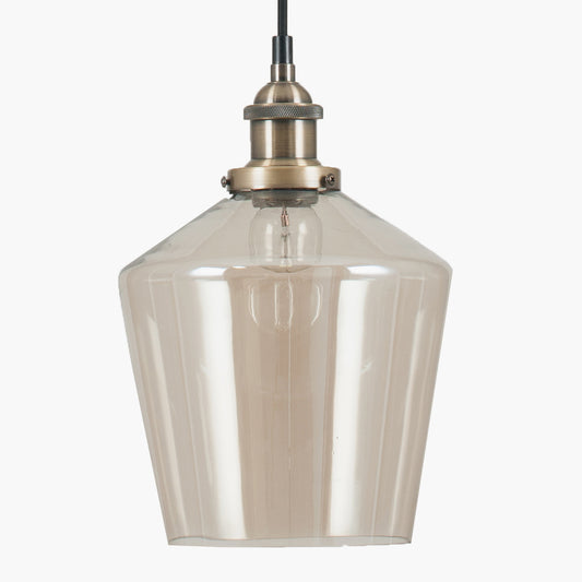 Emmanuelle Antique Brass Metal and Lustre Glass Pendant