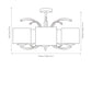 Arcadia Silver Metal Curved 5 Arm Semi Flush Pendant