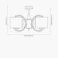 Arcadia Silver Metal Curved 3 Arm Semi Flush Pendant