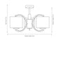 Arcadia Satin Brass Metal Curved 3 Arm Semi Flush Pendant