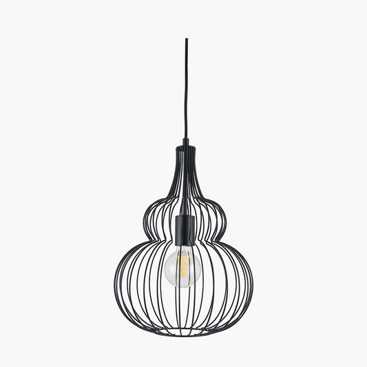 Dania Matt Black Metal Shaped Wire Pendant