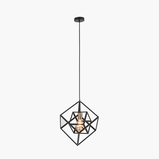 Alessio Matt Black Metal Cube Pendant