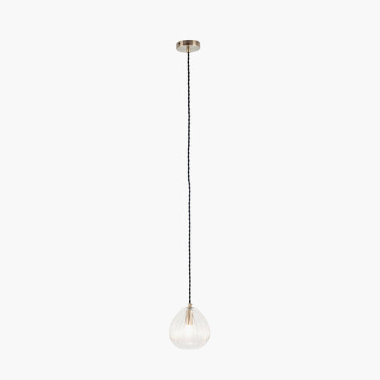 Ella Clear Ribbed Glass Teardrop Pendant