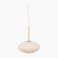 Emilia White Glass and Gold Metal Ribbed Oval Pendant