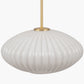 Emilia White Glass and Gold Metal Ribbed Oval Pendant