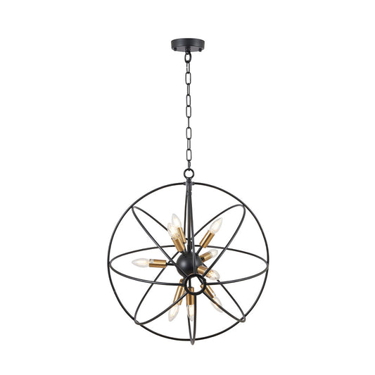 Luna Matt Black and Brushed Gold Metal Sputnik Pendant