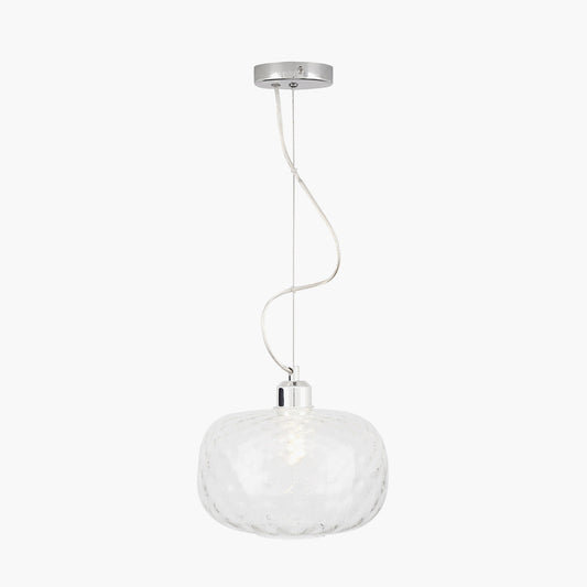 Azores Clear Textured Glass Oval Pendant