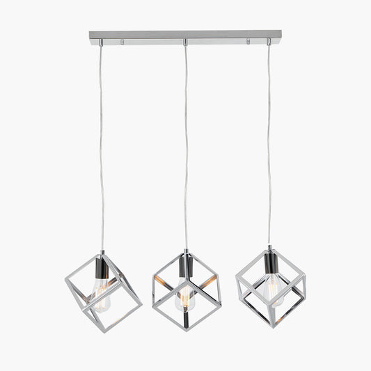 Alessio Shiny Nickel Metal 3 Cube Pendant