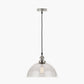 Cecilia Antique Silver Metal and Clear Glass Dome Pendant