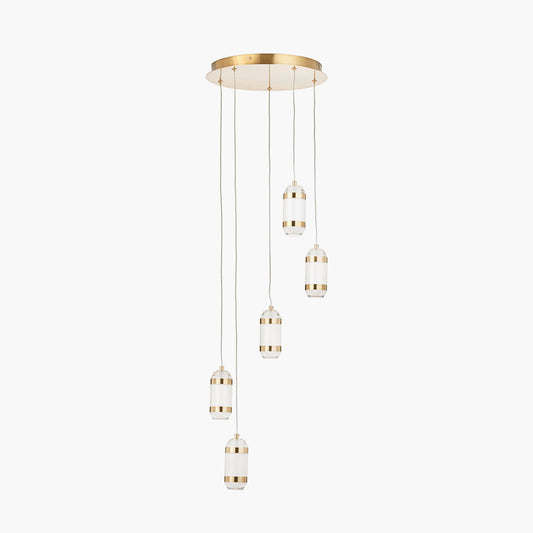 Alondra Gold Metal and White Glass LED Multi Drop Pendant