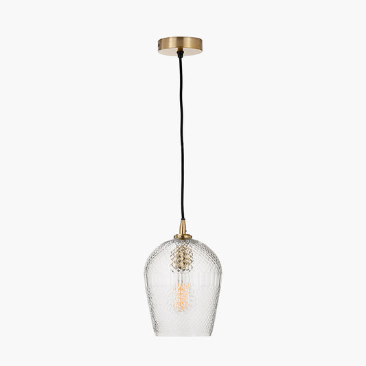 Giselle Diamond Design Clear Handcut Glass Pendant