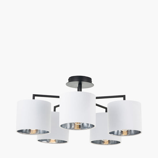 Elin Matt Black and Ivory 5 Light Pendant